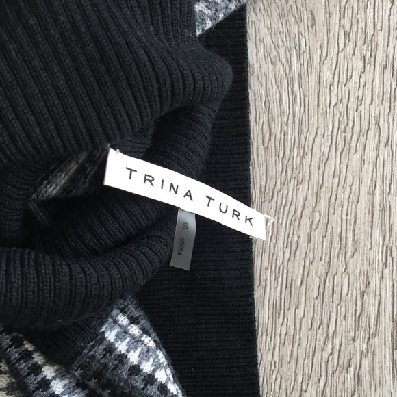 Trina Turk Women Sweater Wool Striped Turtleneck Gray Wide Sleeves 128012 Knit S - Picture 11 of 11